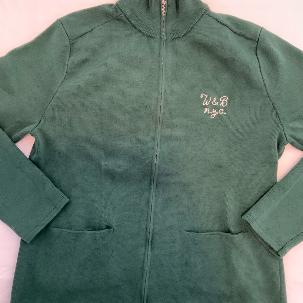 J. Crew Wallace and Barnes Green Zip Up Sweater 100% Cotton (Size M)
